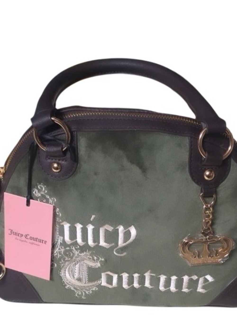 Juicy Couture Renaissance Olive and Black Dome Satchel with Gold Accent Charm